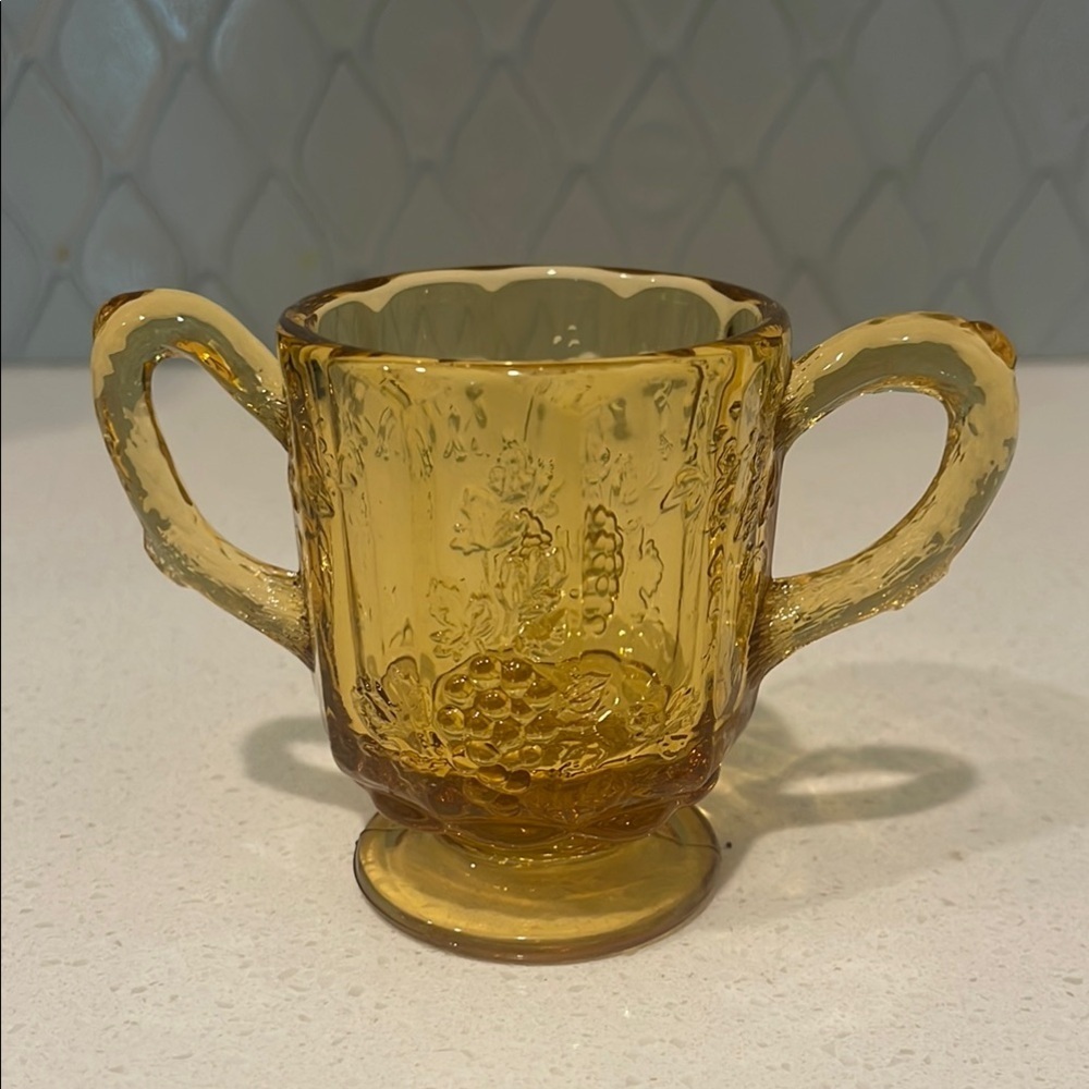 Amber Glass Double-Handled Cup
